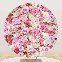 laeacco pink and white rose wall round background weeding bridal shower anniversary ceremony decor portrait photography backdrop