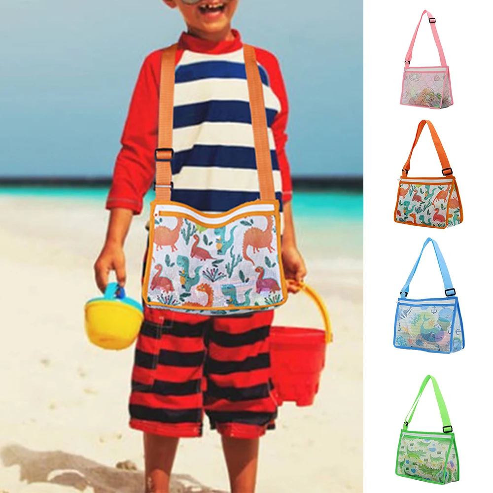 

Kids' Mesh Beach Bag with Adjustable Strap Toy Storage Net Pouch for Beach Beach Toys for Kids Travel Tote Bags Toy H9
