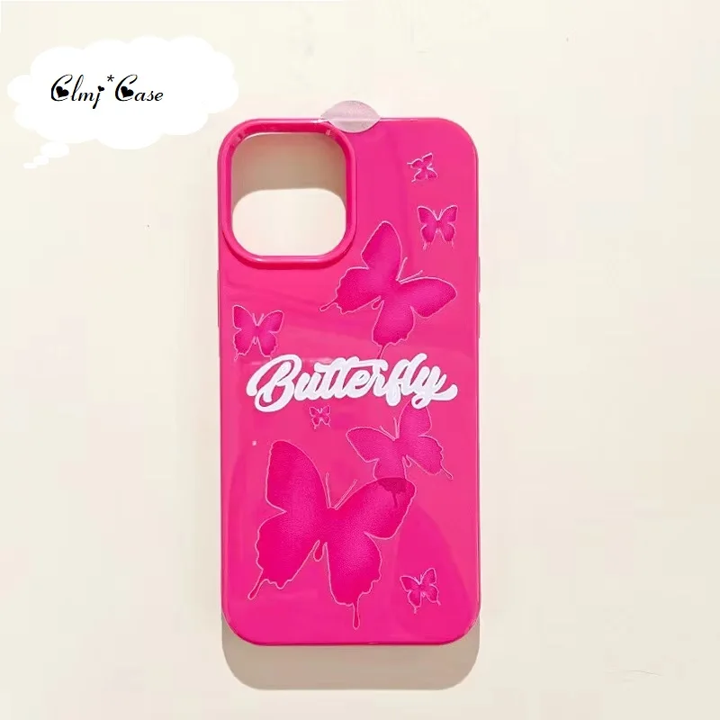 

Clmj Y2K Butterfly Phone Case For iPhone 11 Pro Max 12 Mini 13 14 Plus 7 8 XR X XS Max Se 2020 Soft Silicone Protective Cover