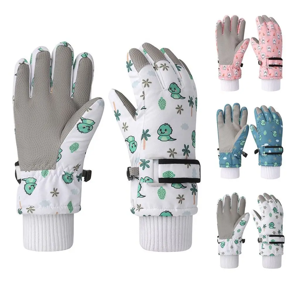 

Cartoon Boys Girls Snow Snowboard Thicken Warm Waterproof Children Skiing Gloves Outdoor Sports Mittens Ski Kids Cycling Gloves