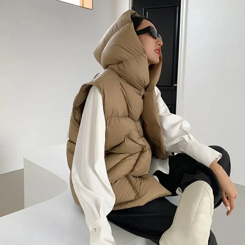 

Down vest women's 2023 short winter new Korean version 90% down white duck down women's Down jacket vest