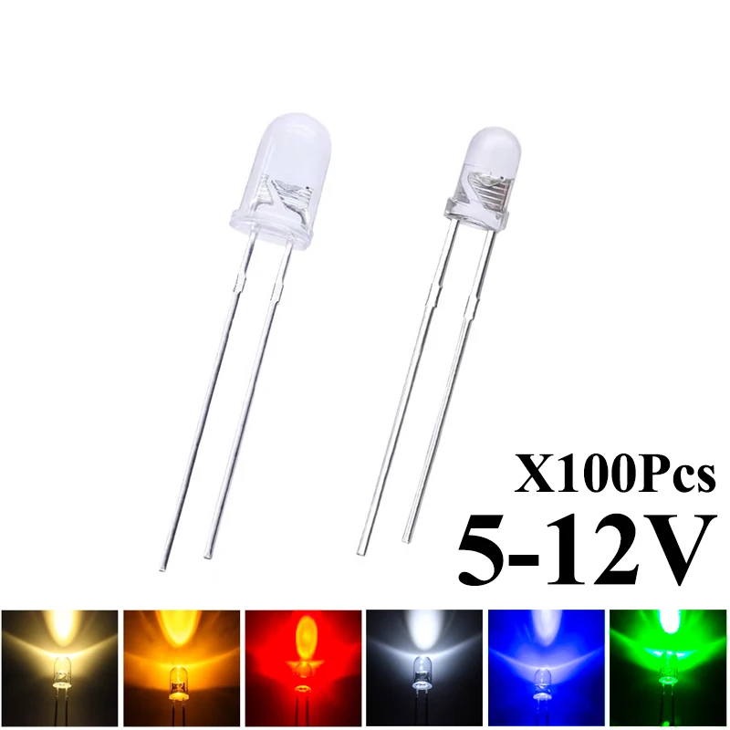 

Светодиоды LED теплый белый красный синий 100 шт