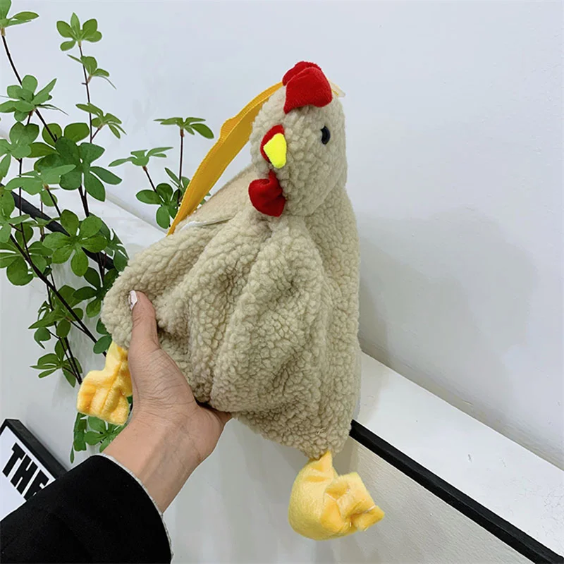 

New Ladies Crossbody Bag Cute Plush Chicken Shape Large Capacity Shoulder Bag Personality Trend Girls Handbag