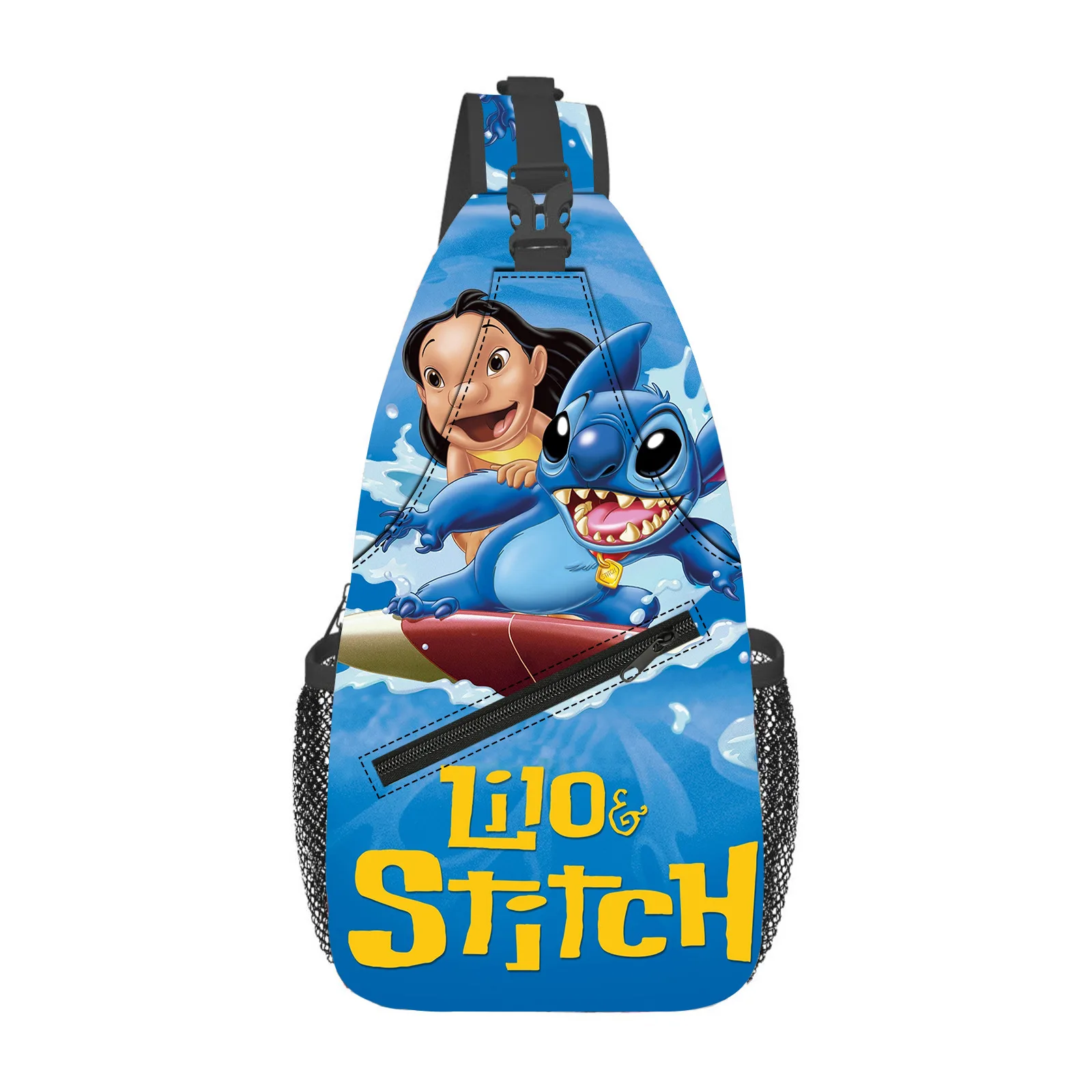 Disney Shoulder bag for men and women Stich Cartoon Print shoulder crossbody bag Disney Stitch Chest Bag Mobile phone bag