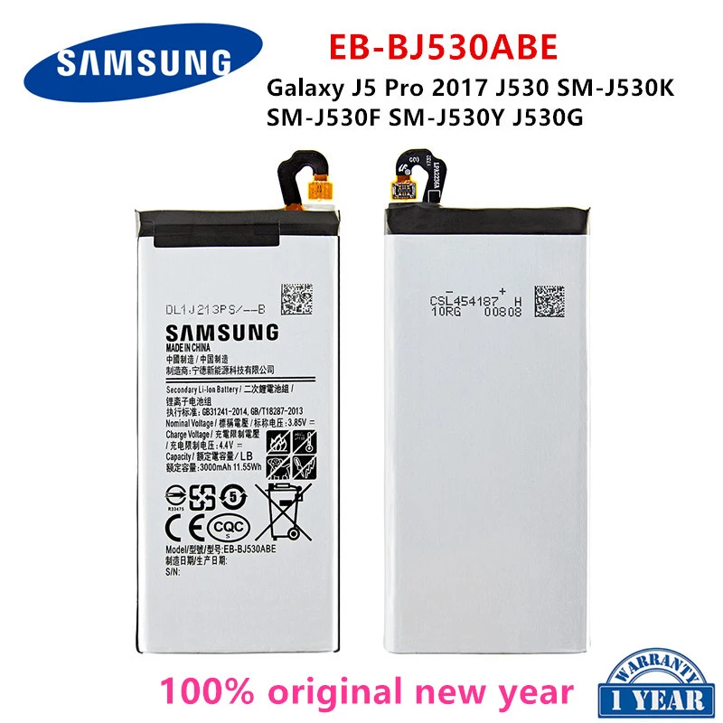 

SAMSUNG Orginal EB-BJ530ABE 3000mAh Battery for Samsung Galaxy J5 Pro 2017 J530 SM-J530K SM-J530F SM-J530Y Mobile Phone