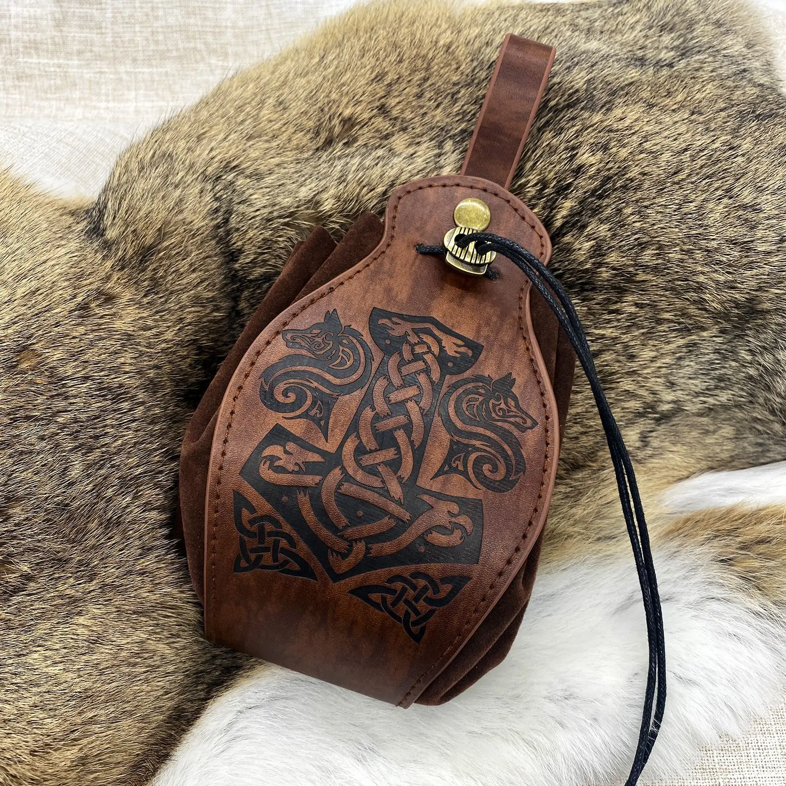 Medieval Viking Mini Bag Coins Retro Knight Leather Waist  Bag Pouch Men Women Cosplay LARP Costume Accessories