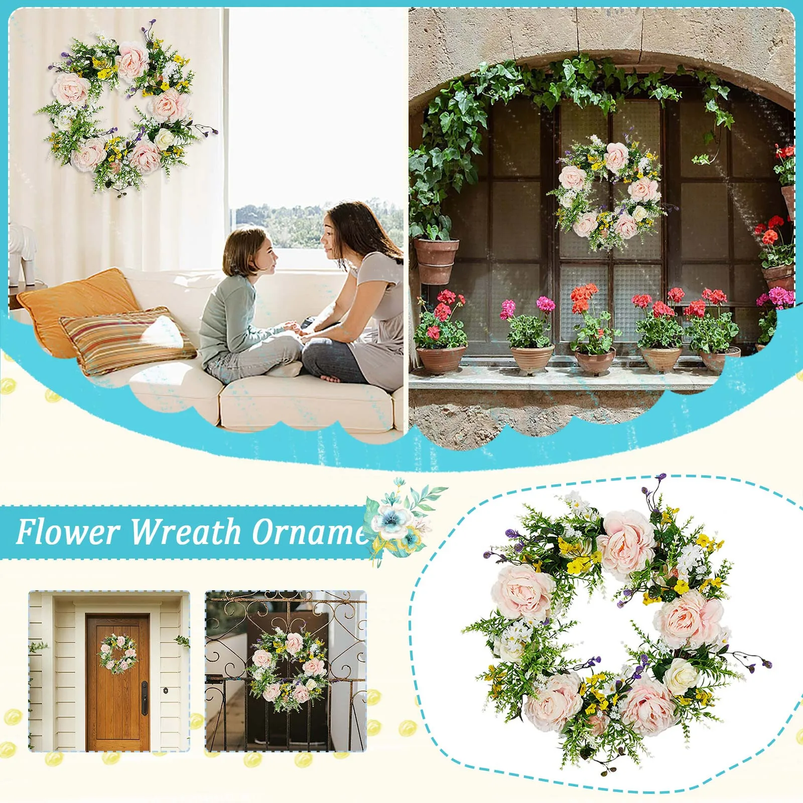 

Flower For Wedding Simulation Garland Leaf Pendants Hanging Artificial Wreath Home Decor