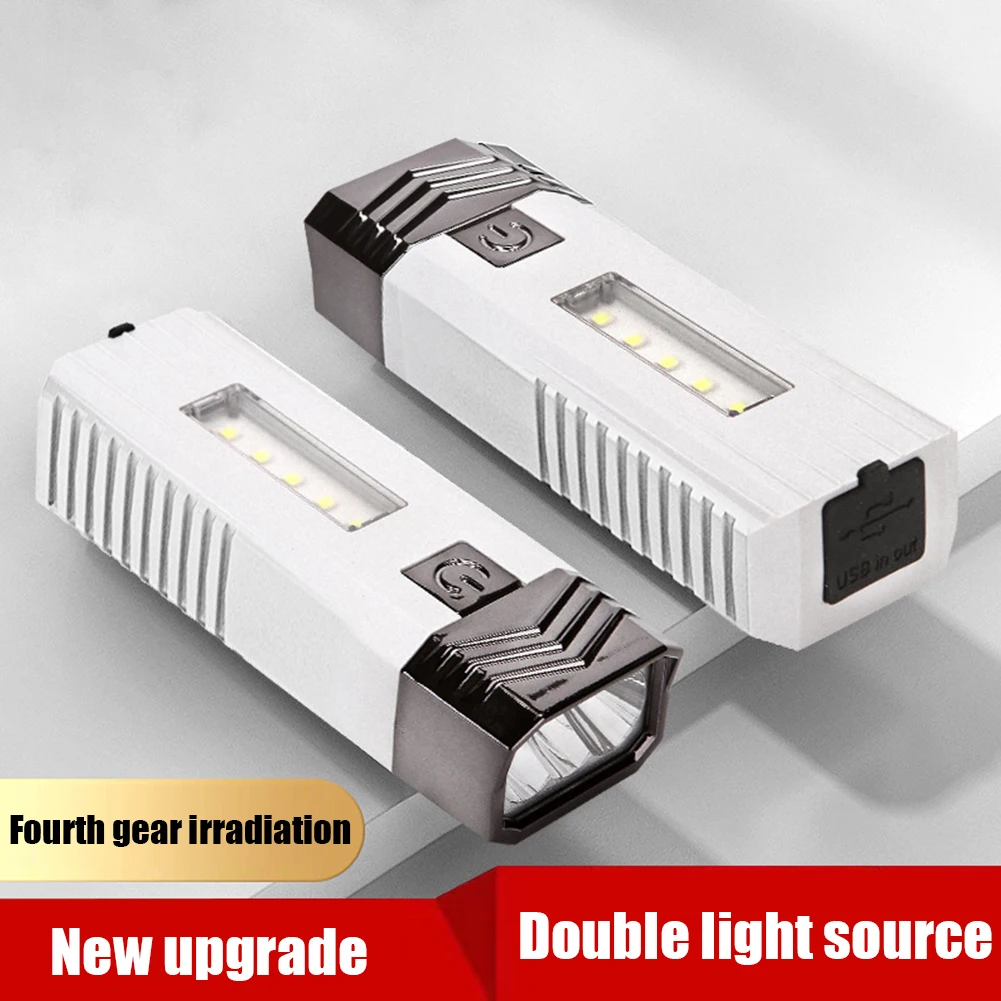 

Rechargeable MINI Flashlight with 2*LED + 5*COB Side Lights Powerful Torch Can Be Used As A Power Bank Outdoor Lighting Lamp