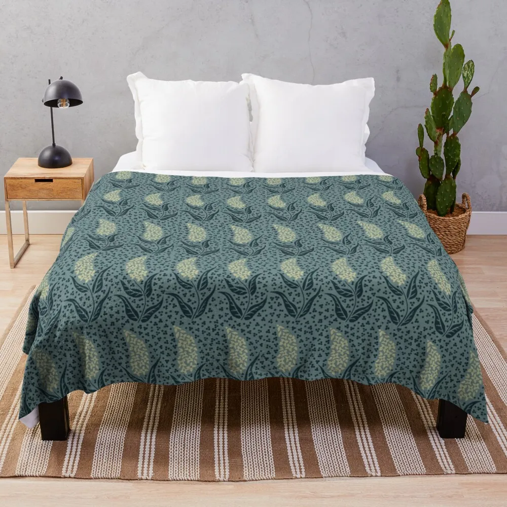 

Flower Spike in Pale Yellow on Teal Throw Blanket Softest Blanket Crochet Crochet Quilt Blanket