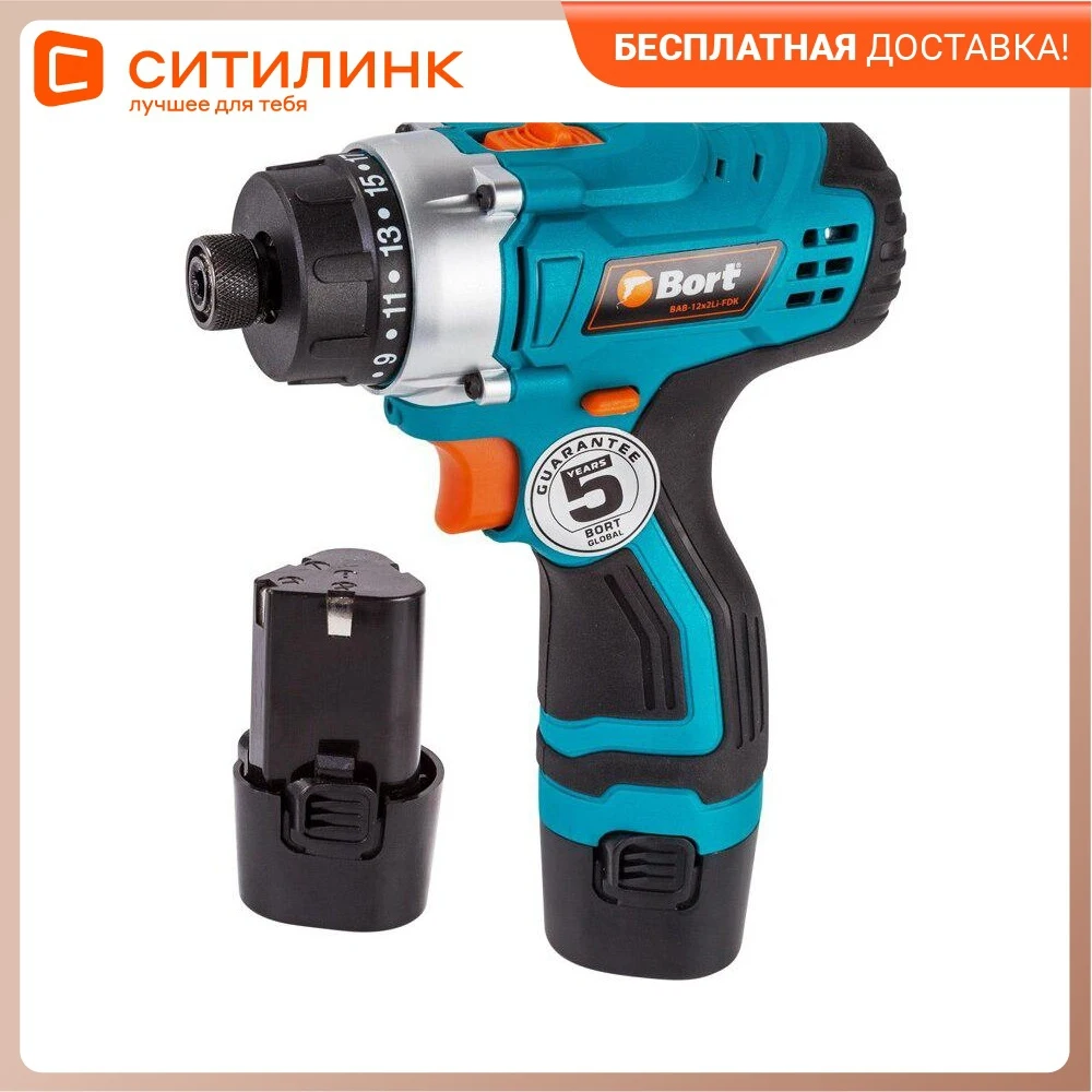 Screwdriver Bort bab-12x2li-fdk 1.5ah with two batteries (91276056) | Electric
