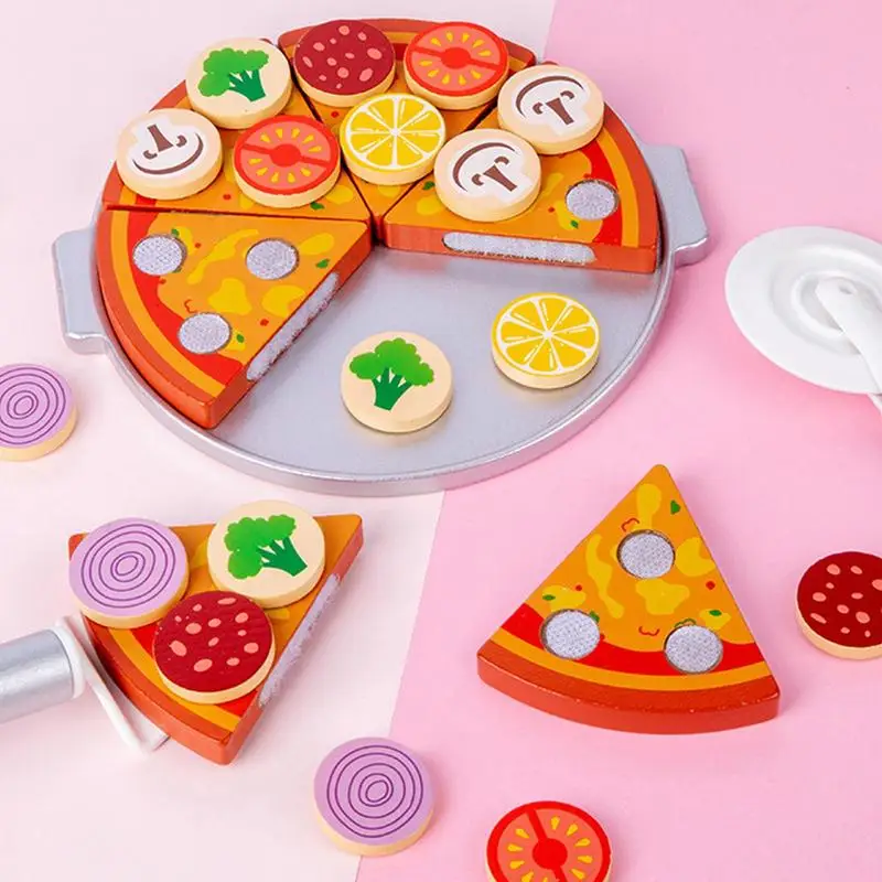 Игрушечная еда для детей кухонный набор деревянная игра в пиццу красочная