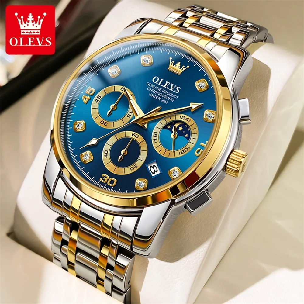 

OLEVS 2889 Quartz Watch for Men Chronograph Luxury Business Man Watches Waterproof Wristwatch Stainless Steel Reloj Hombre