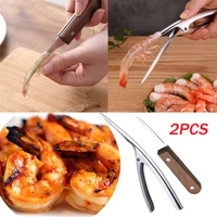 2pcsset portable shrimp peeler stainless steel practical prawnshrimplobsterdeveiner fishing knife tools seafood accessories