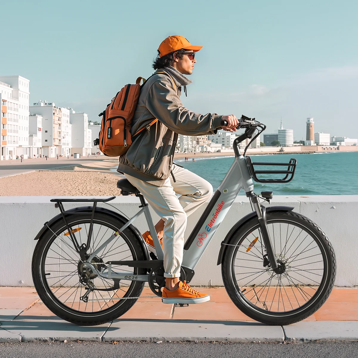 Фото Электровелосипед ELETRONBIKE OC26 с задним мотор-колесом, алюминиевый сплав, 7 скоростей, с датчиком, портативная модель для городских прогулок и поездок на работу №5