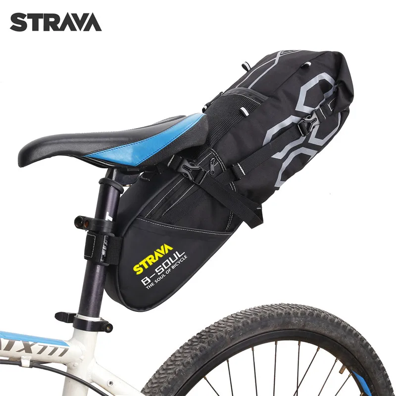 

Велосипедная сумка STRAVA, водонепроницаемая Светоотражающая вместительная седельная сумка на 12 л, велосипедный складной задний багажник для...