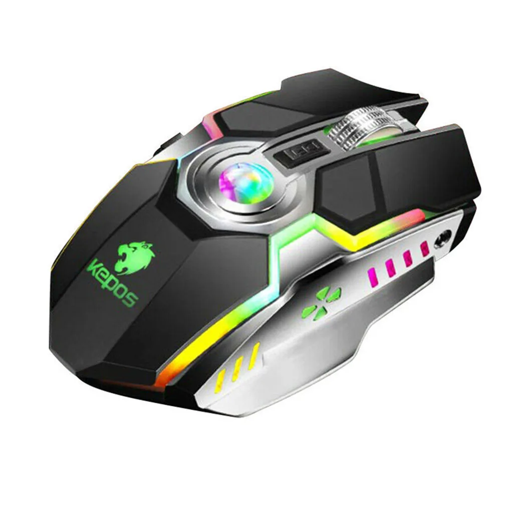 

Беспроводная игровая мышь G80, перезаряжаемая игровая мышь, бесшумная эргономичная мышь с 7 клавишами, RGB-подсветкой, 1600 DPI, мышь для компьютер...