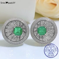 shipei bohemia 100 925 sterling silver emerald created moissanite gemstone ear studs earrings for women fine jewelry wholesale