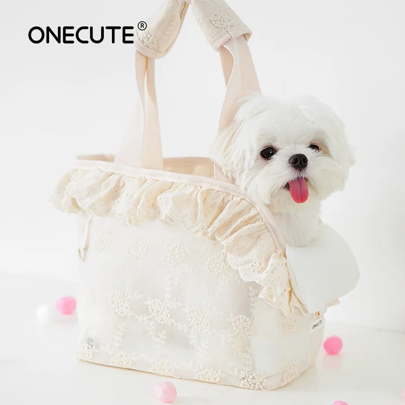

Сумка-переноска для собак Onecute, кружевная мини-сумка для прогулок с питомцами