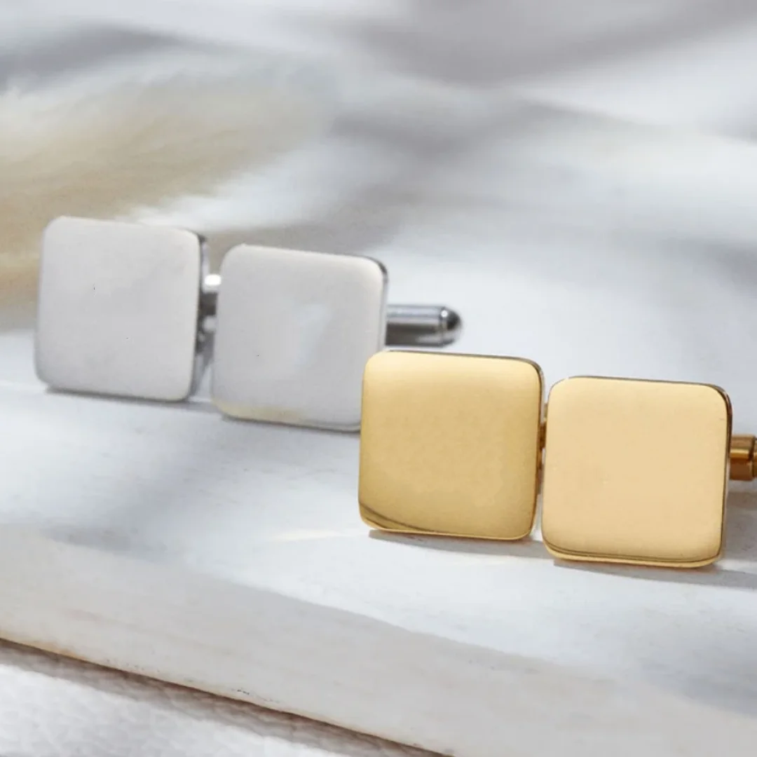 Запонки мужские из нержавеющей стали золотого цвета 1 пара