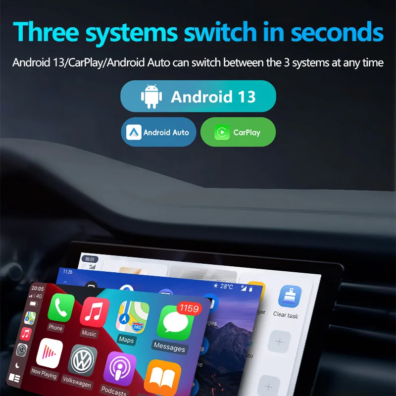 Фото Универсальный беспроводной USB-адаптер 3-в-1 CarPlay Android Auto AI Smart Box с Wi-Fi для YouTube, Netflix, TikTok, Honda Plug GT6 Pro №5