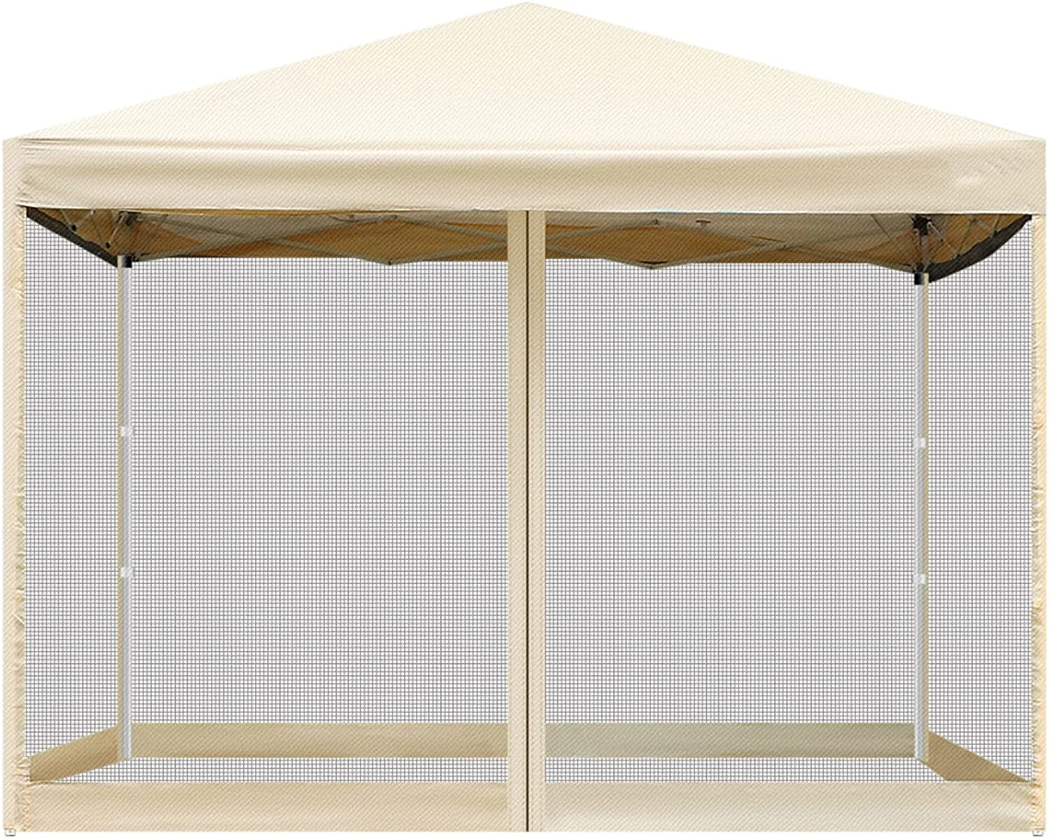 

8 x 8 ft Outdoor Easy Pop-up Canopy Screen Party Tent with Mesh Side Walls (Beige)