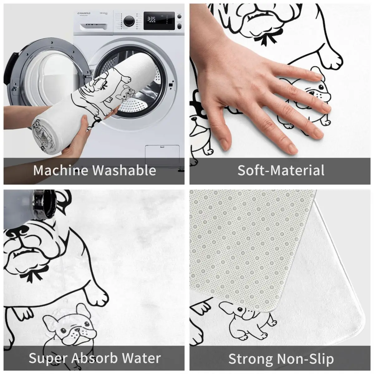 Нескользящий кухонный коврик с черной линией мат для спальни входной двери