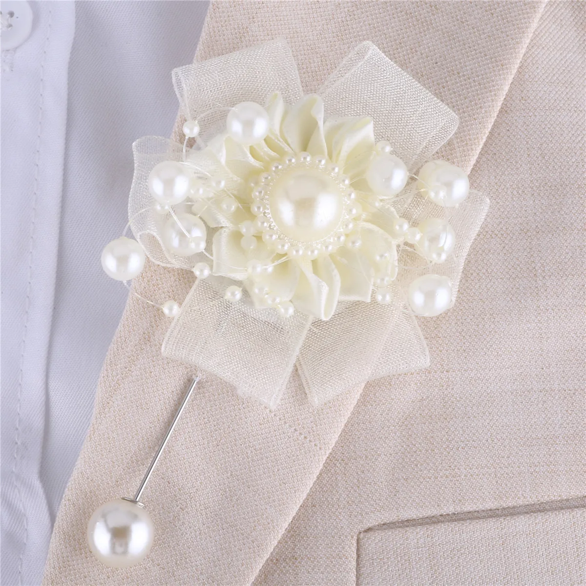 

Свадебный корсажный набор VOHSIAHPO на запястье для невесты, жемчужные цветы для девочек и мужчин, бутоньерка, искусственный цветок, свадебные а...
