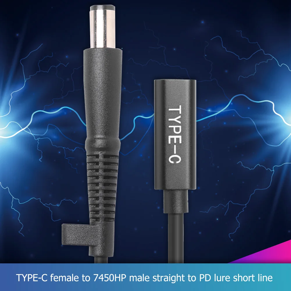 

7.4x5.0mm DC Jack Charger Adapter Office Caring Computer PD USB Type C Female to Cable Supplies for HP Laptop