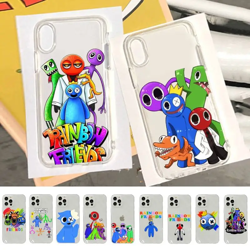 

Rainbow Friends Toy Cartoon Game Phone Case For iPhone 14 13 12 11 Pro Max Mini X Xs XR 6 7 8 Plus SE 2020 Transparent Case
