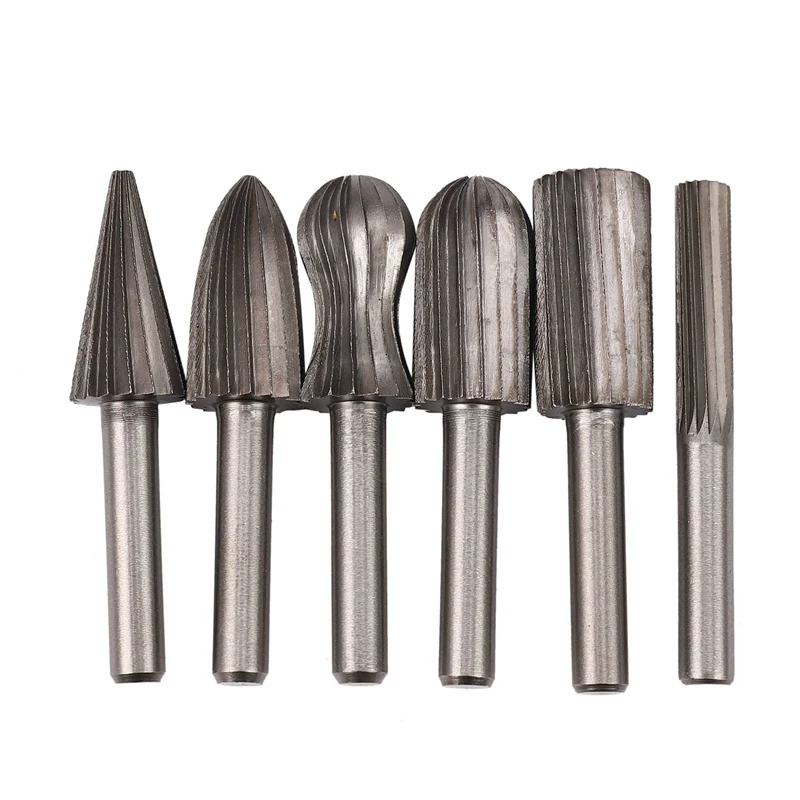 

6Pcs 6Mm Tungsten Steel Rotary File High-Carbon Steel Engraving And Polishing Drill Set For Rotating Tools