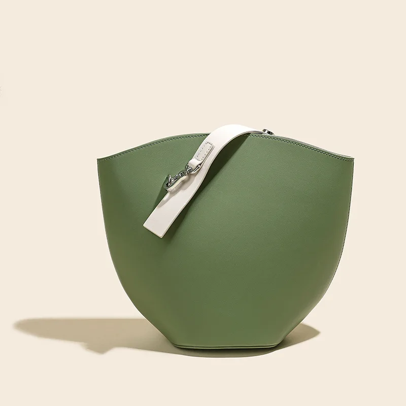 

Leather women's bag new high-end fashion bucket bag large-capacity sub-package simple and generous messenger shoulder handbag