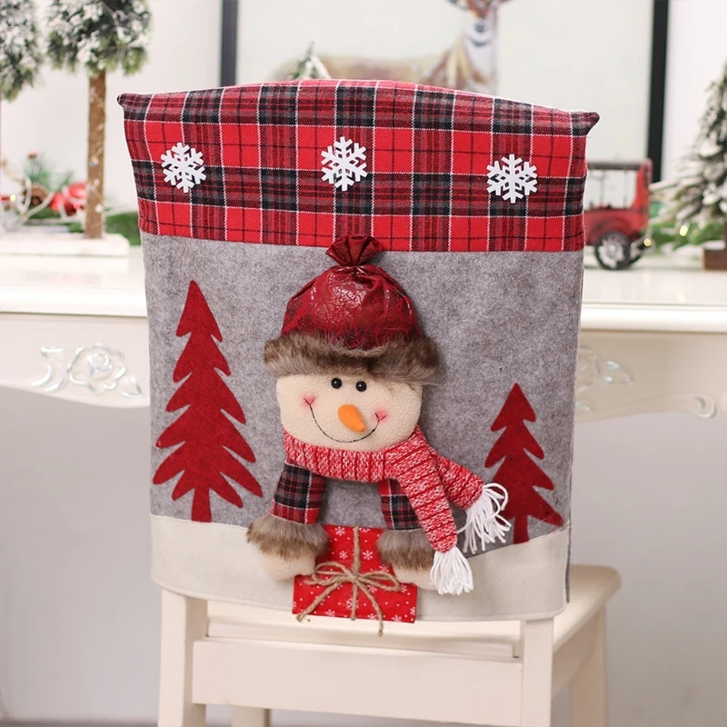 С Рождеством мультфильм домашний стол ужин чехол на стул XmasTree защитные чехлы D08D