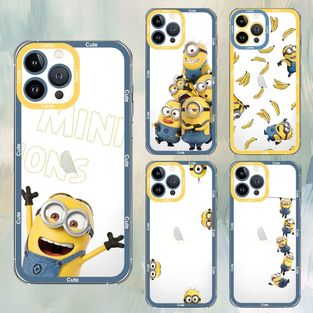 Мультяшный чехол M-Minionss для телефона IPhone 11 12 13 14 15 Pro Promax Plus Mini 16 16plus 16promax