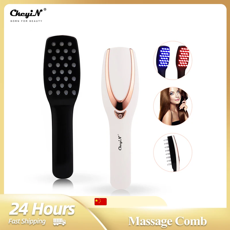 CkeyiN Phototherapy LED Massage Comb Vibrating Head Massager Brush Rechargeable Scalp Anti Hair Loss Relieve Hair Growth Fatigue