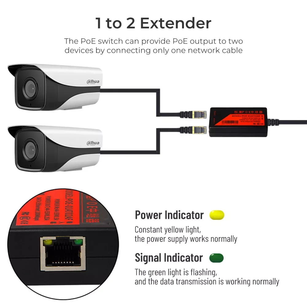 

2-портовый удлинитель PoE 100 Мбит/с, удлинитель poe для ip-порта, макс. удлинитель 120 м, удлинитель передачи для ip-камеры