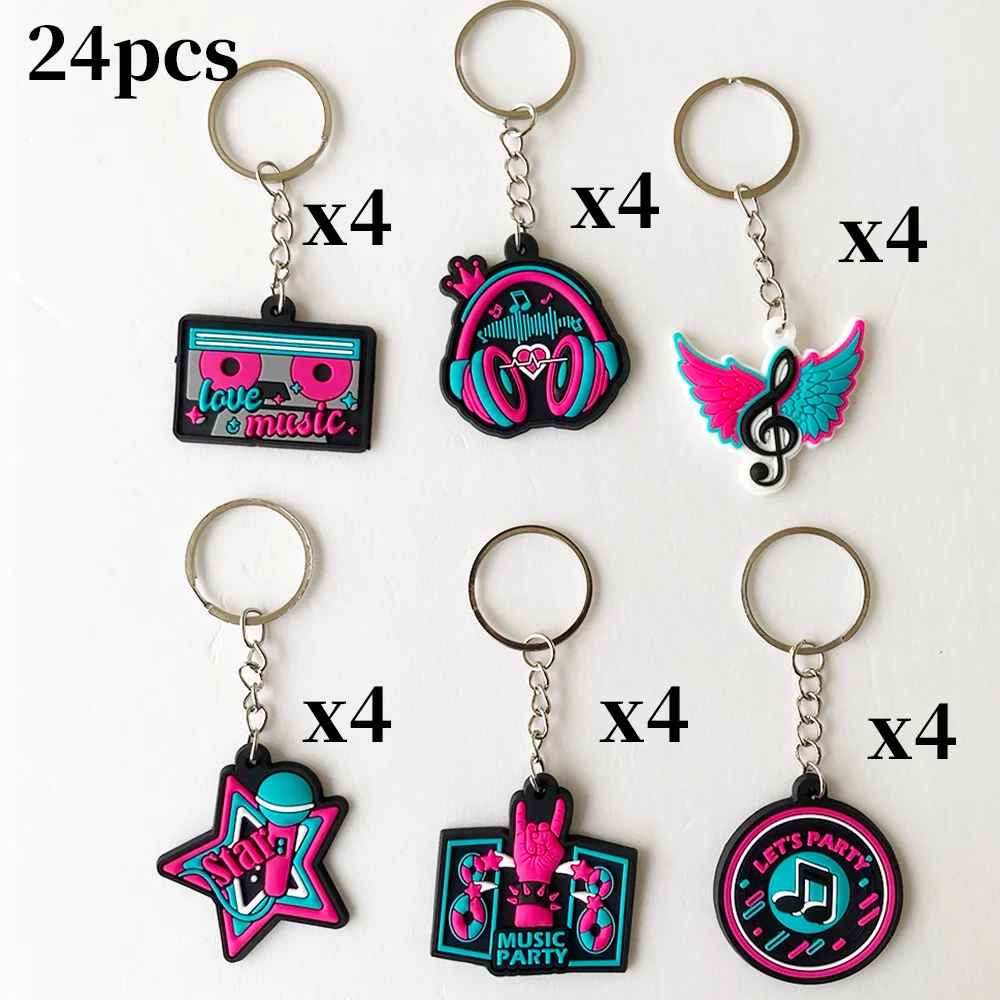 24 шт. силиконовые брелки в виде музыкальной ноты стиле 80-х и 90-х годов