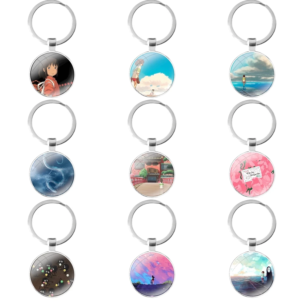 

Мультяшный креативный модный дизайн, стеклянный кабошон, брелок для автомобильных ключей, брелоки, подарки, японское аниме, лучшие брелоки ...