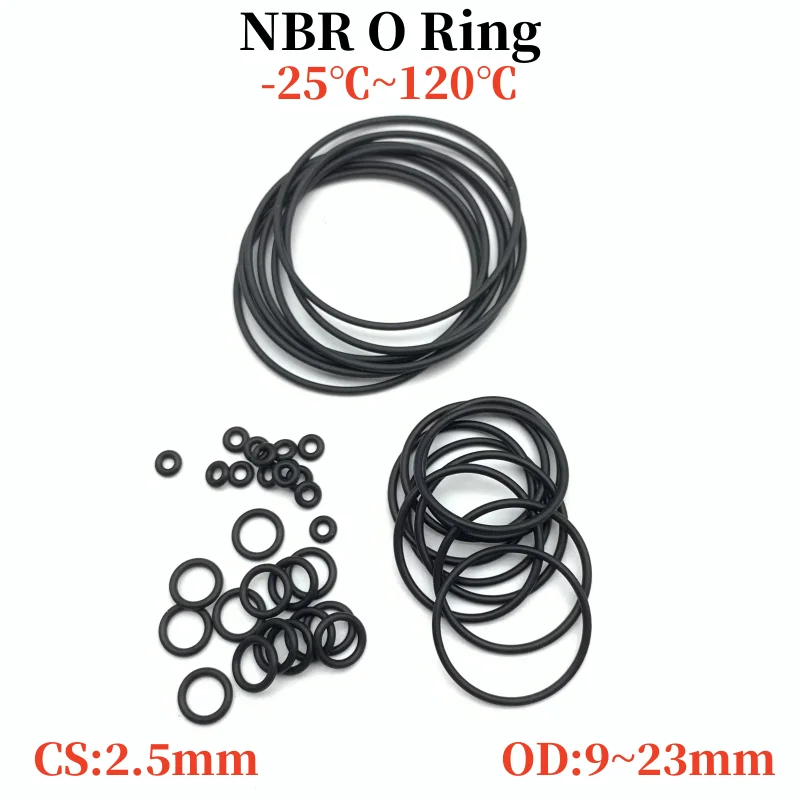 

20pcs NBR O Ring Sealing Gasket CS 2.5mm OD 9~23mm Automobile Nitrile Rubber Round Shape Washer Corrosion Resist Sealing Gaskets