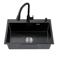 2021 black apartment basin square 304 stainless steel single bowl kitchen sink