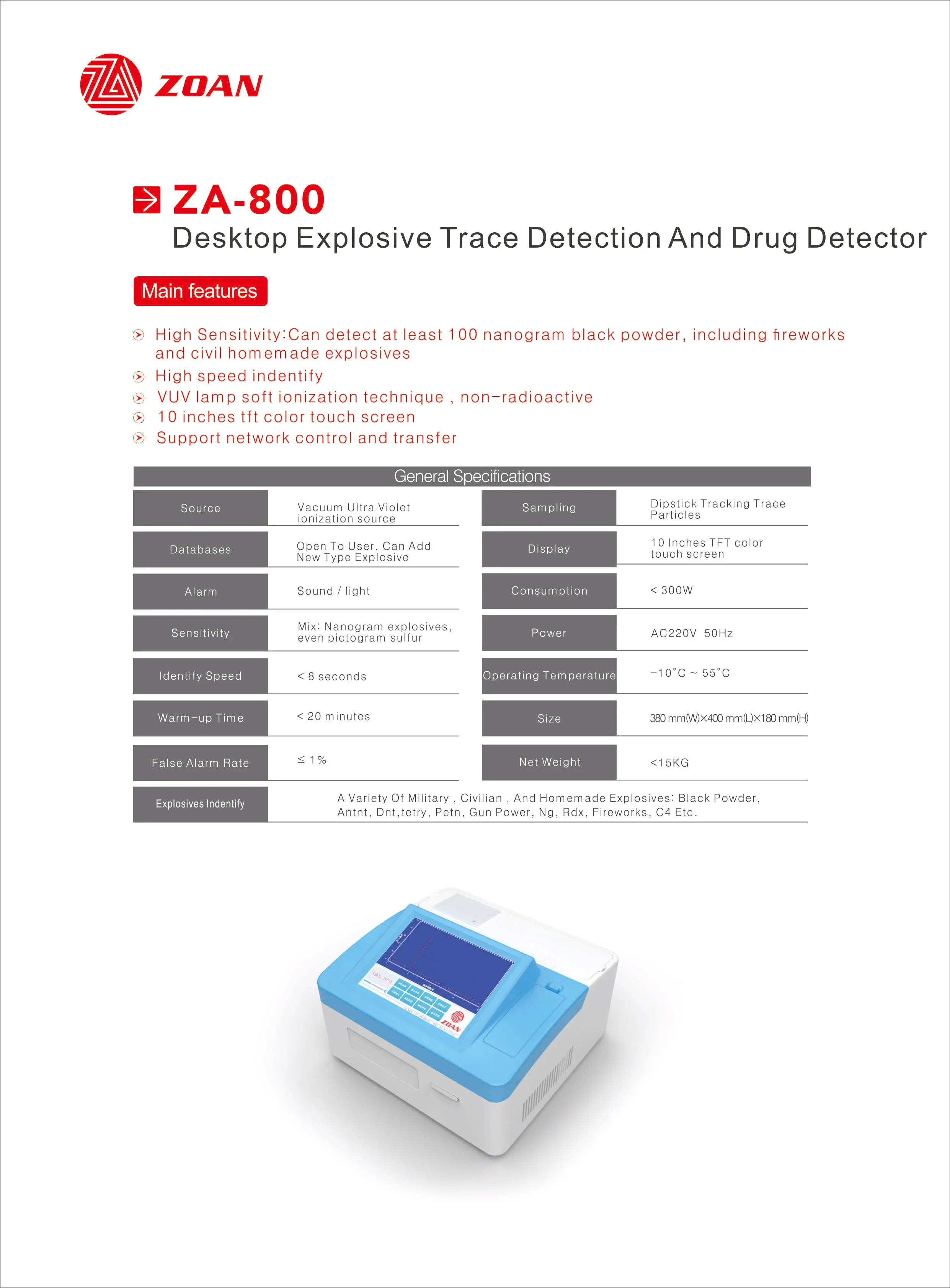 Настольный взрывоопасный детектор лекарств и обнаружение отбора проб. Взрывной