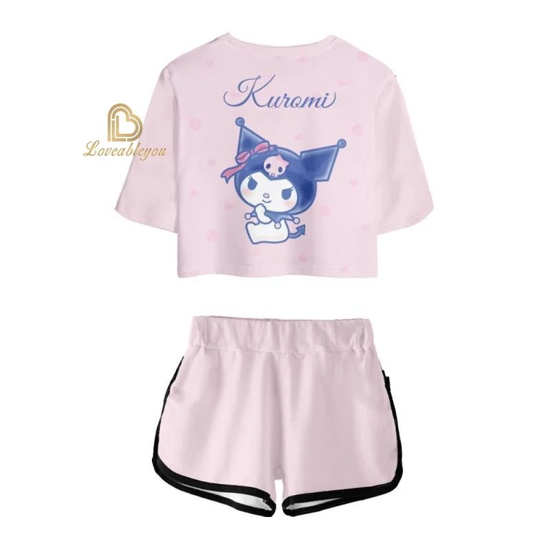 Спортивный костюм для девочек Sanrio Kuromi комплект из двух предметов топ и шорты