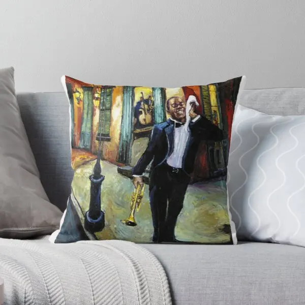 

Louis Armstrong Jazz Printing Throw Pillow Cover Case Cushion Bedroom Waist Decorative Hotel Decor Home Pillows not include