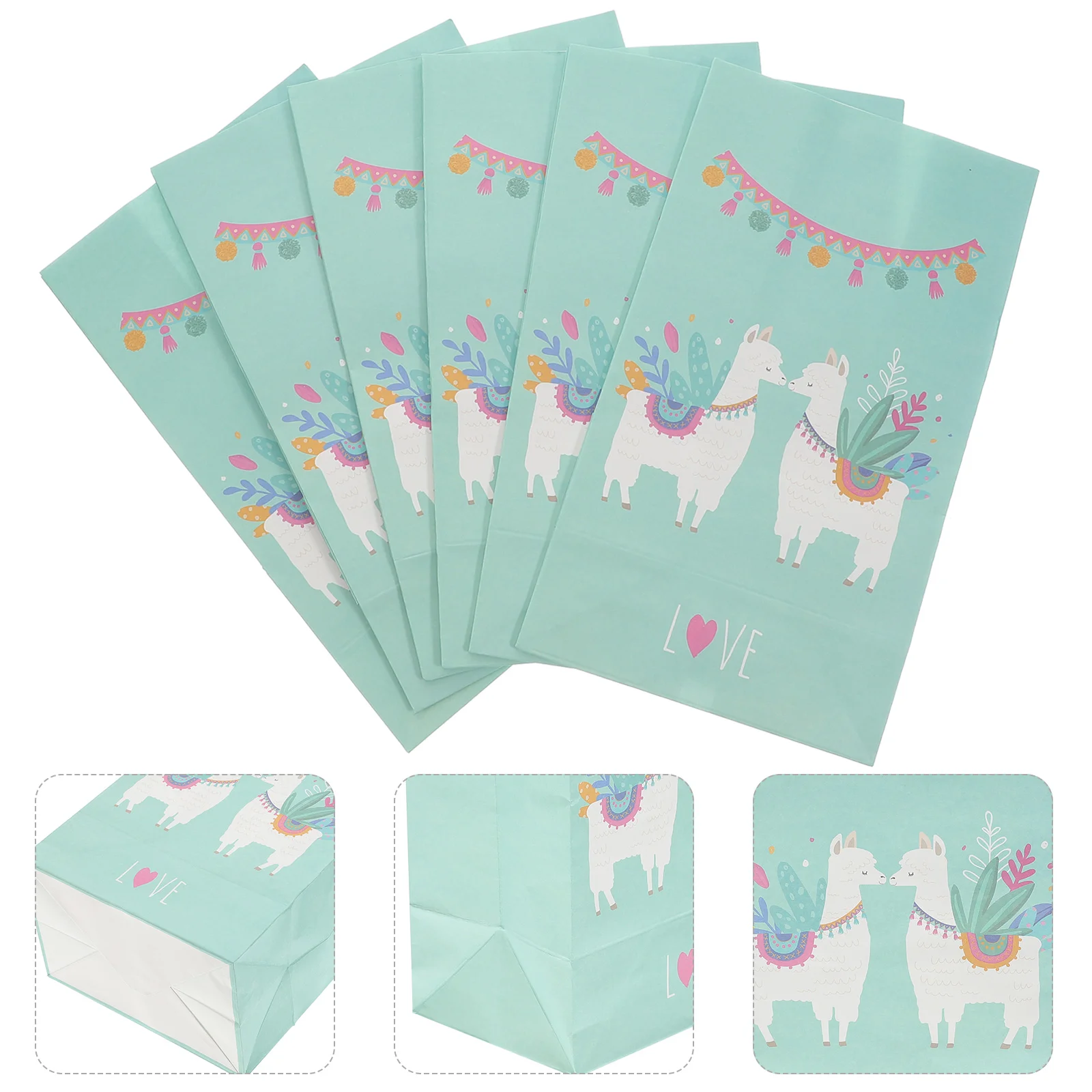 

12PCS Kraft Paper Bags Alpaca Square Bottom Paper Bags Candy Gift Bags Dessert Party Paper Bags (21x12x8cm)
