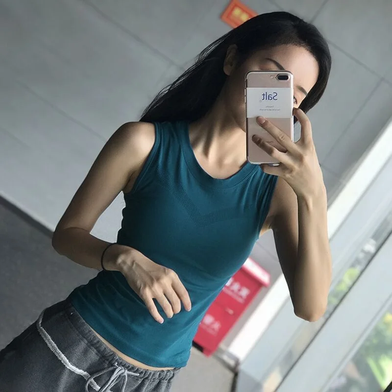 Paiduo Sleeveless Sports Vest Women Slimming Long Fashion Yoga Clothes Running Breathable Fitness Top Summer Thin