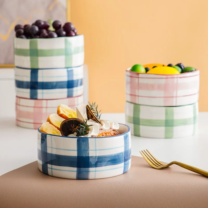 

Ceramic Lattice Bowl Household Salad Bowl Personalized Mushroom Snack Dessert Bowl Small Fruit Pan