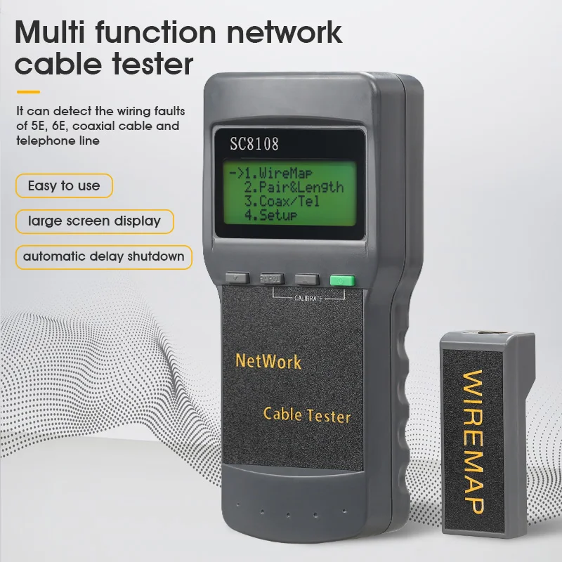 SC8108 Portable LCD Network Tester Meter&LAN Phone Cable Tester & Meter with Display RJ45