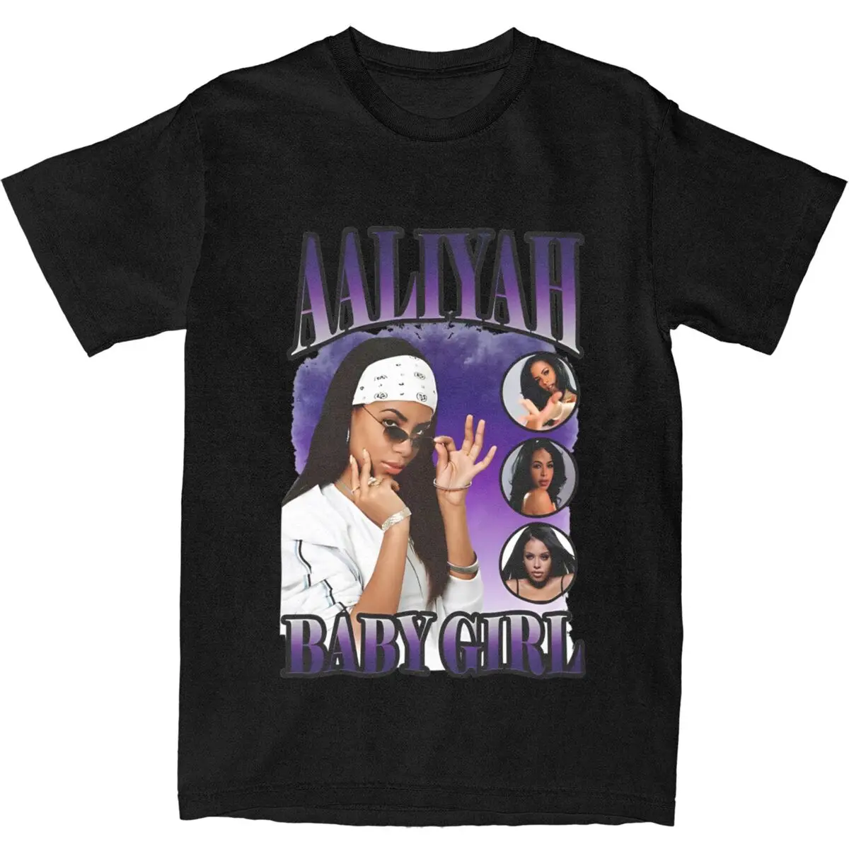 Фото Men Women's Aaliyahs Baby Girl Purple Bootleg T Shirt Accessories 100% Cotton T-shirt Clothing Graphic Tee Shirt All Seasons №2