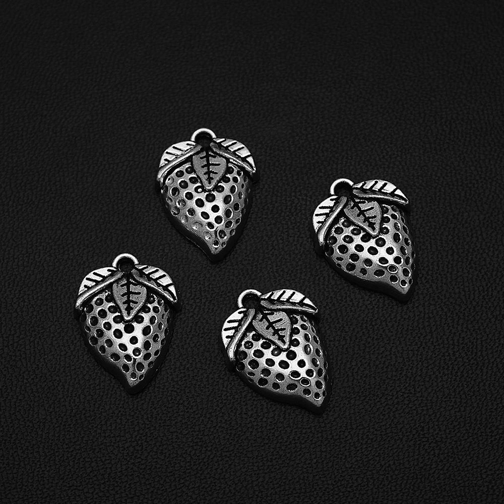 

5PCS/Lots 14x20mm Antique Silver Plated Strawberry Charms Sweet Fruit Pendants For Diy Bracelet Designer Wholesale Accessories