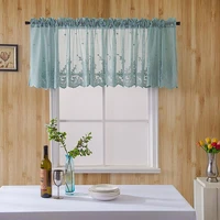 valance short window curtain lace floral jacquard farmhouse romatic semi sheer kitchen curtains rod pocket w130xl41 cm rustic