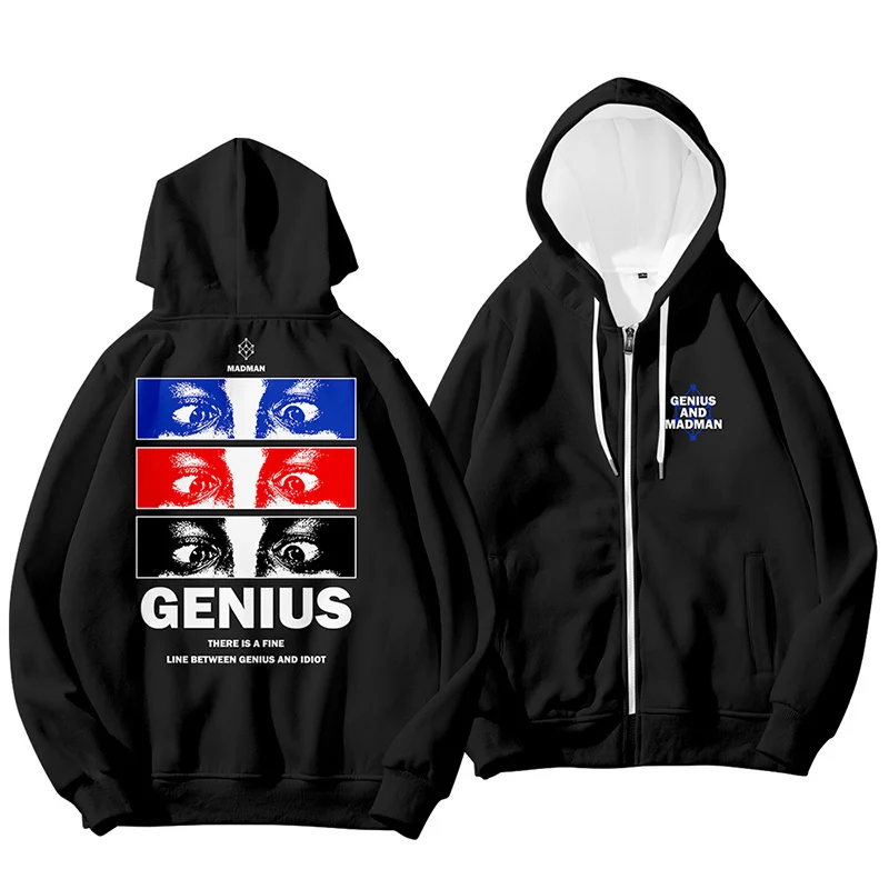 Мужская и женская одежда Genius and madman 3D Толстовка куртка на молнии карман длинный